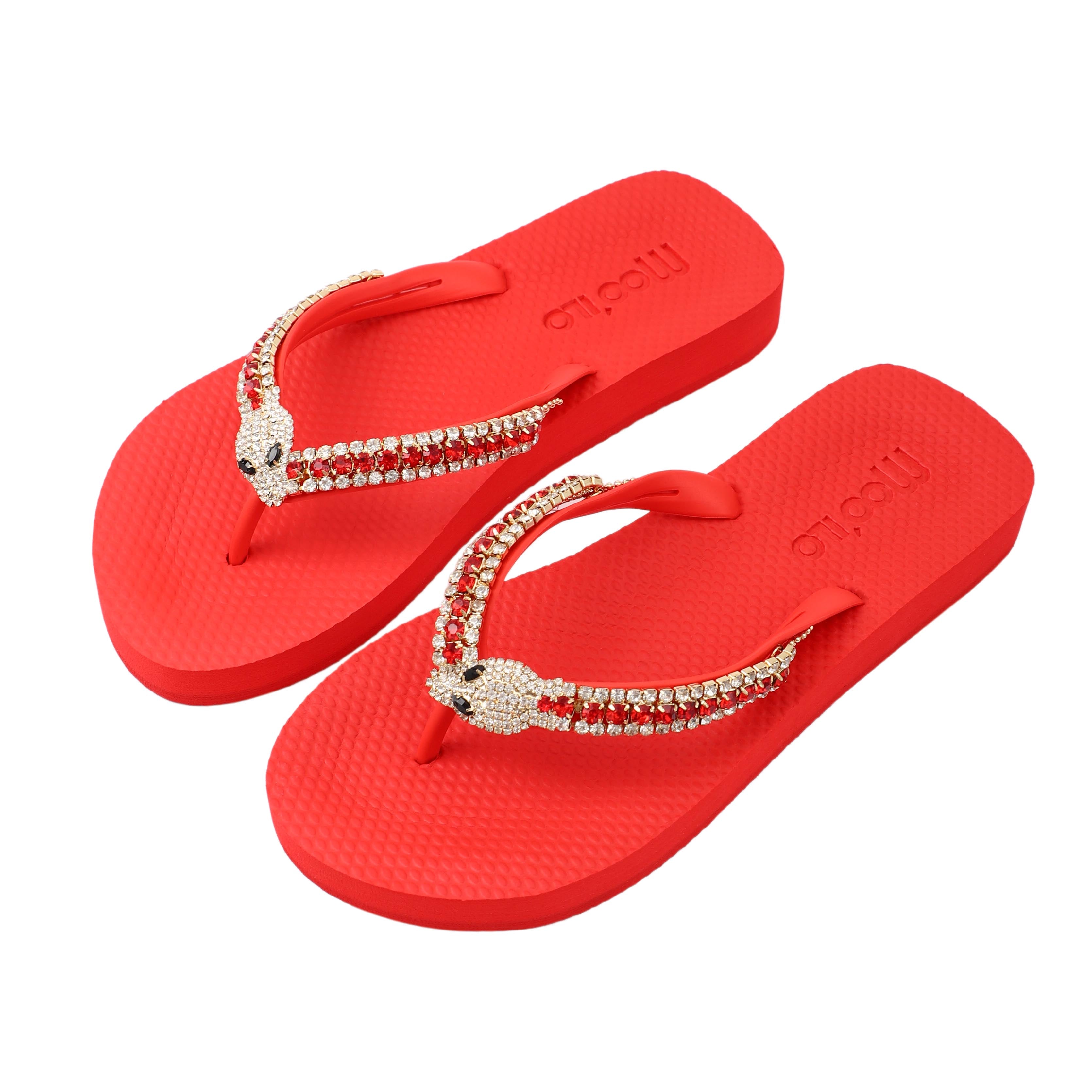 Flip-Flop / Schlange - Rot / B Ware - eventuell können Steine fehlen