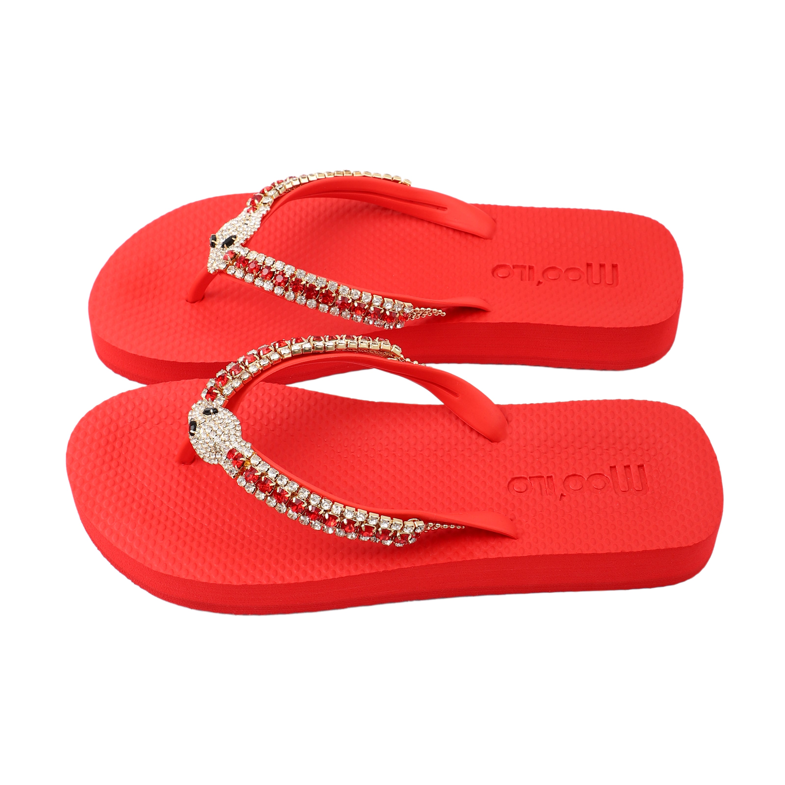 Flip-Flop / Schlange - Rot / B Ware - eventuell können Steine fehlen