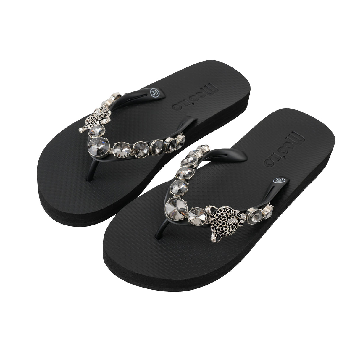 Chancla / Leopardo - Negro-Plata
