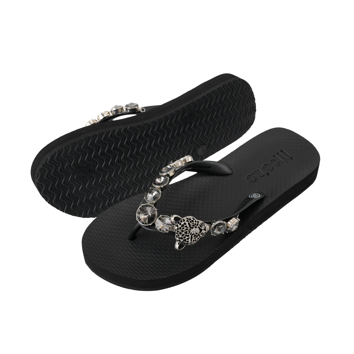 Chancla / Leopardo - Negro-Plata