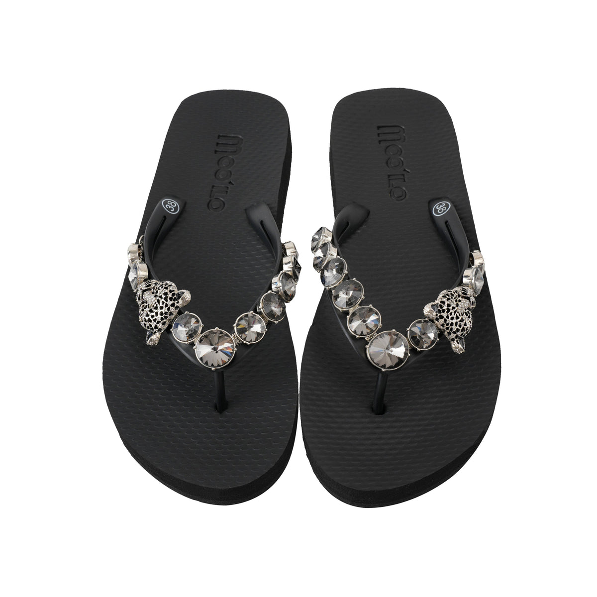 Chancla / Leopardo - Negro-Plata