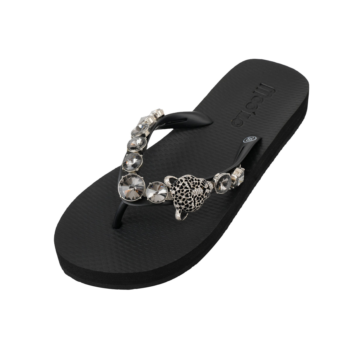 Chancla / Leopardo - Negro-Plata