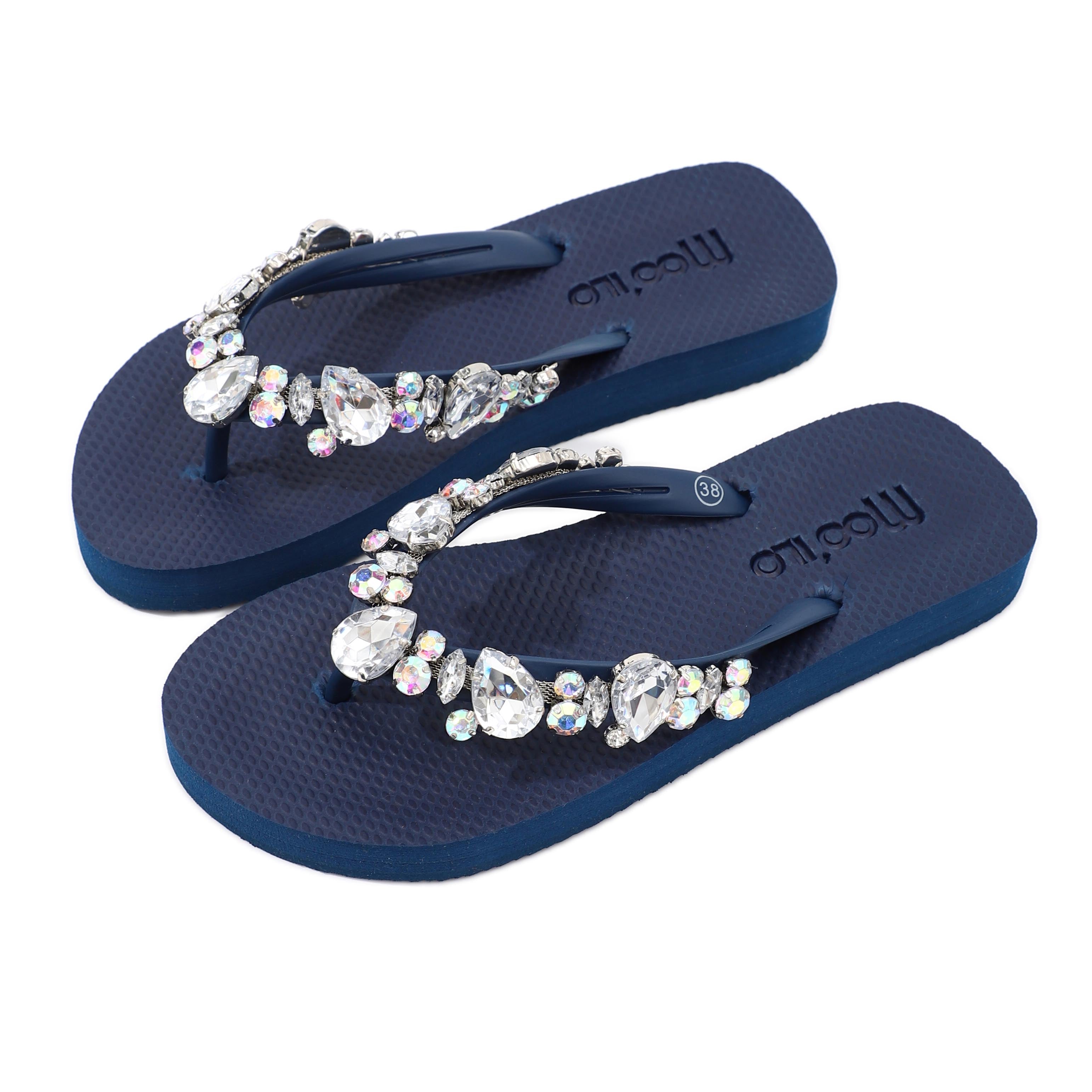 Flip-Flop / Katja - Navy Blau -Transparent
