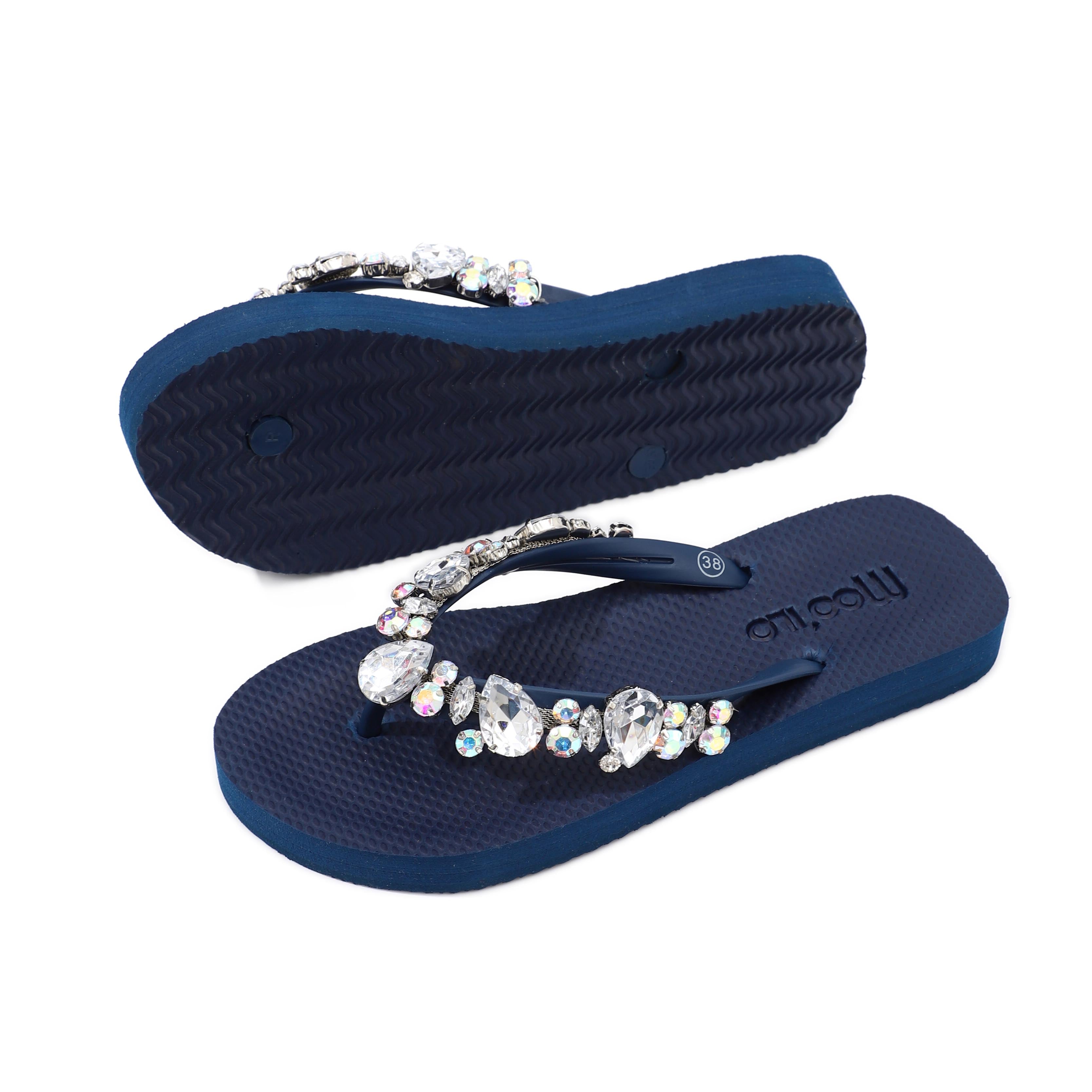 Flip-Flop / Katja - Navy Blau -Transparent