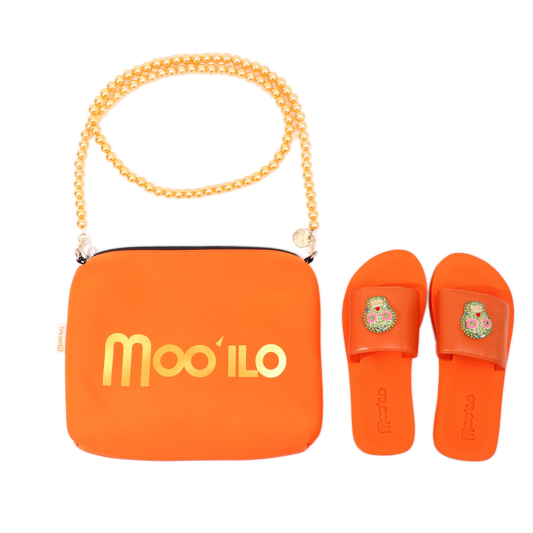 Pantolette / Totenkopf - Orange