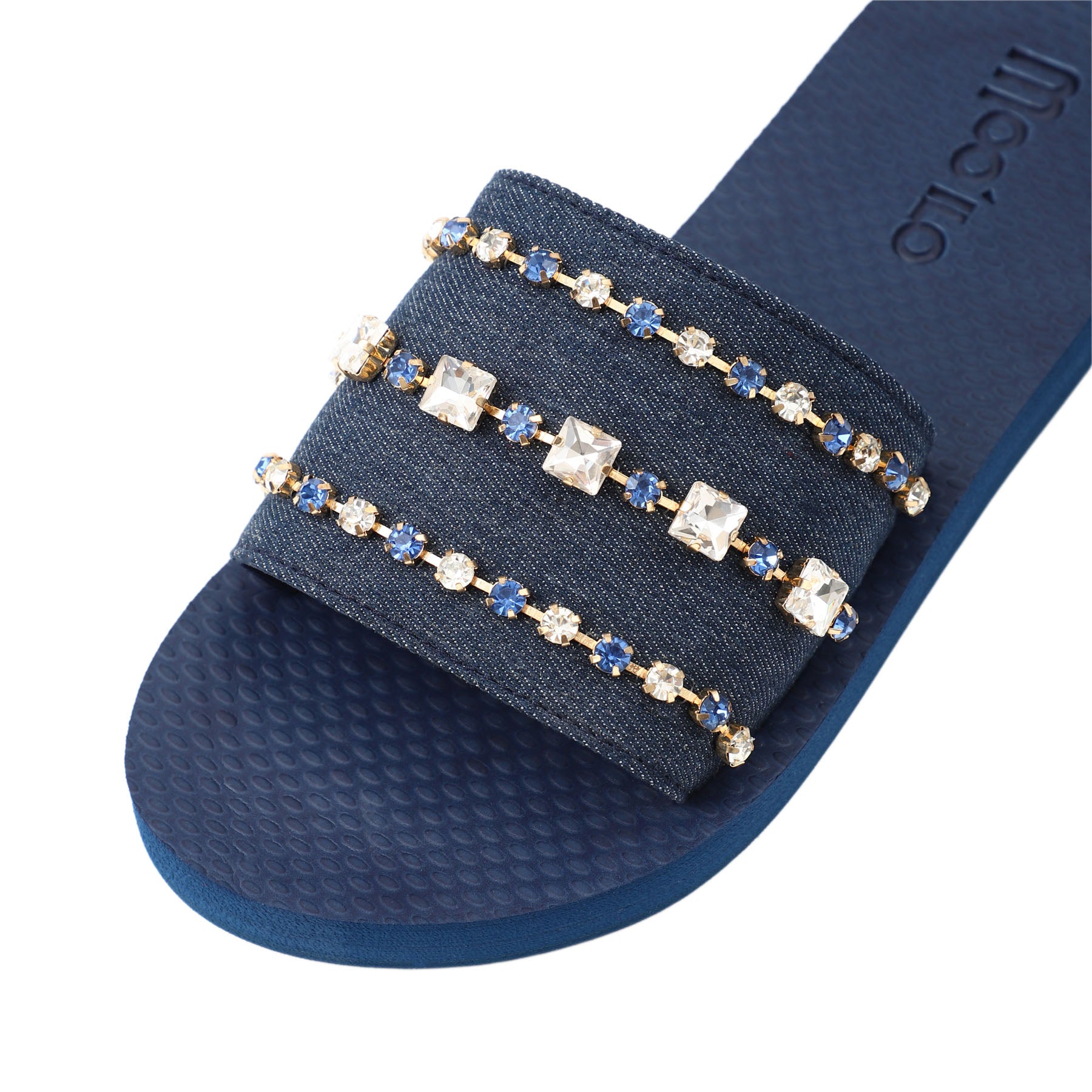 Pantolette / Bandage Jeans mit Steinen - Blau