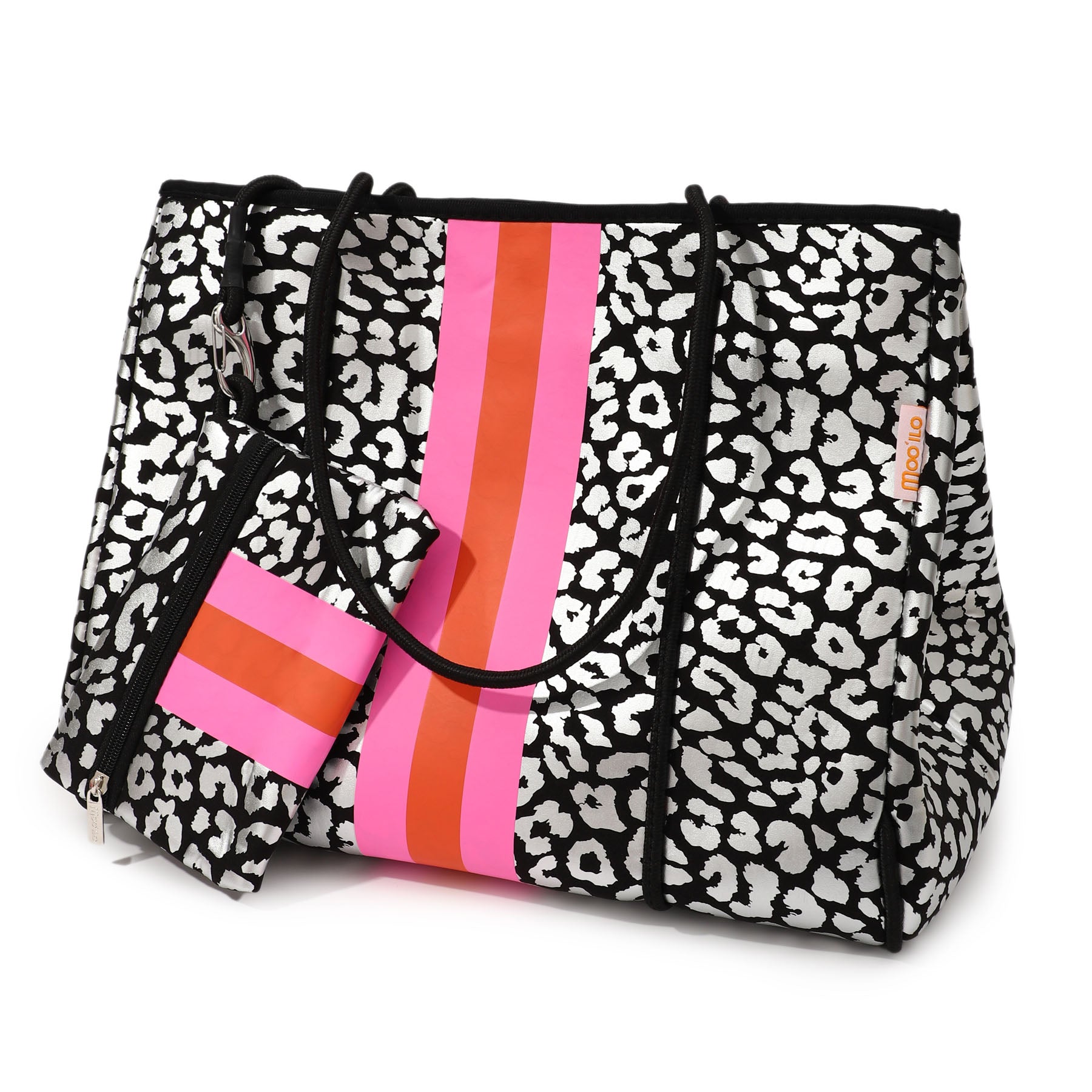 Taschen / Neopren-Shopper Lilly - Leo Schwarz-Silber