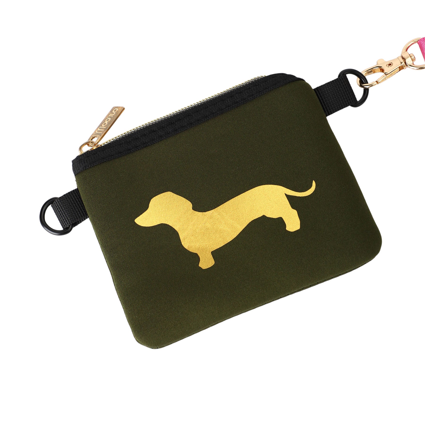 Taschen / Neopren-Umhängetasche Cleo - Dackel Khaki-Gold