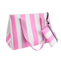 Sac cabas en néoprène Marlis - Rayures blanc-rose