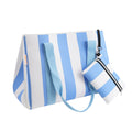 Sac cabas en néoprène Marlis - Rayures blanc-bleu