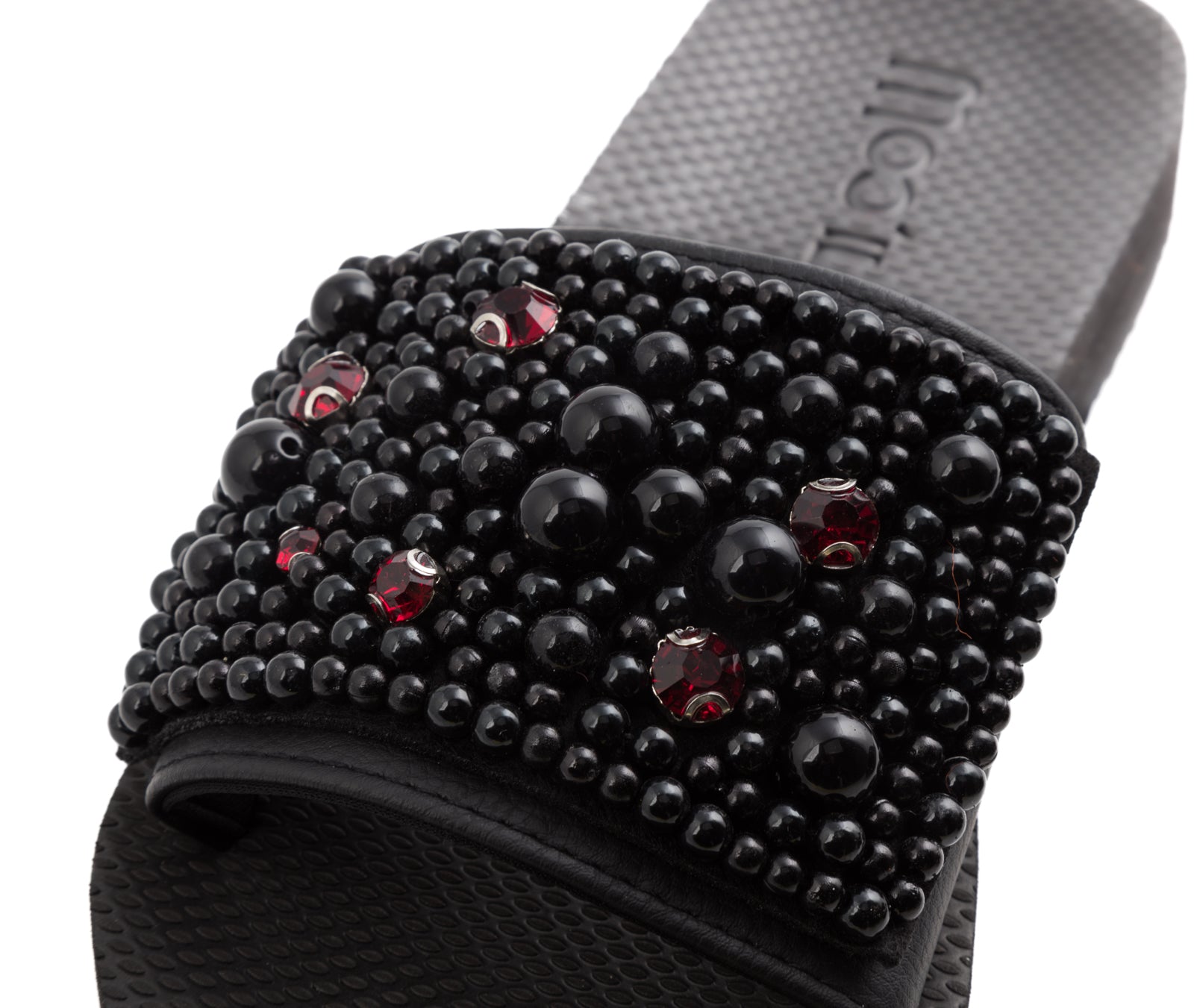 Pantolette / Perlen - Rot