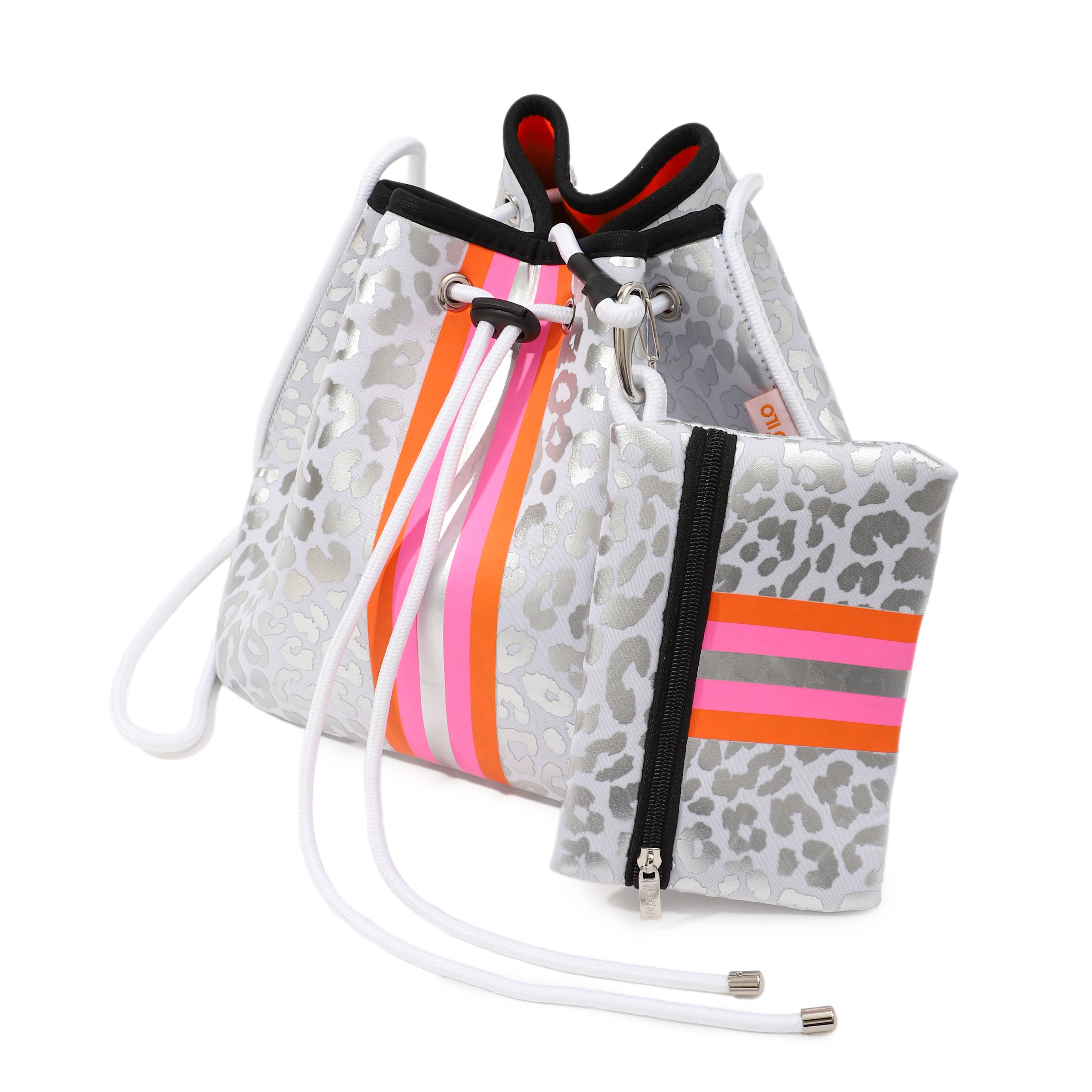 Taschen / Neopren-Umhängetasche Sarah - Leo Weiß-Silber