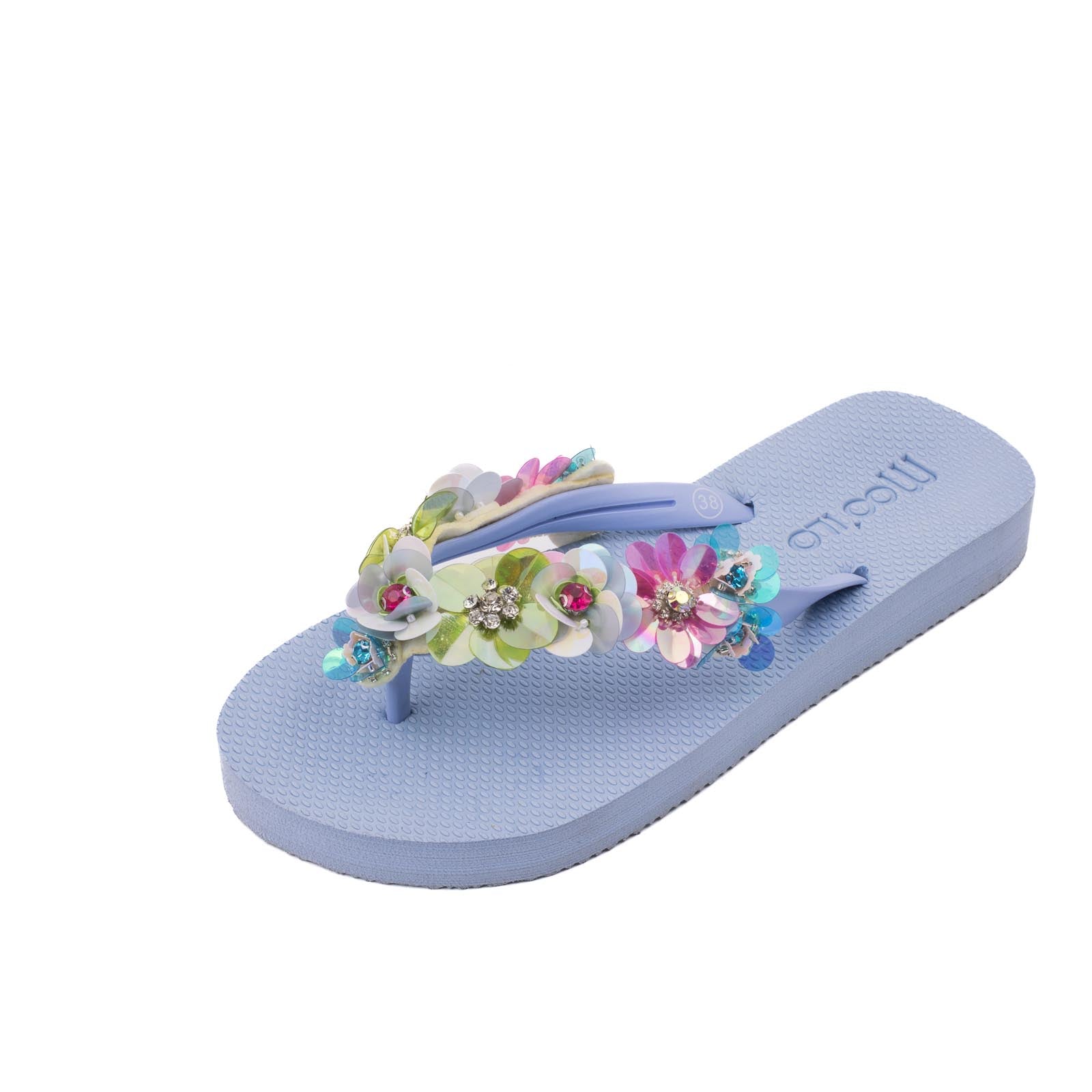 Flip-Flop / Blumen - Hellblau