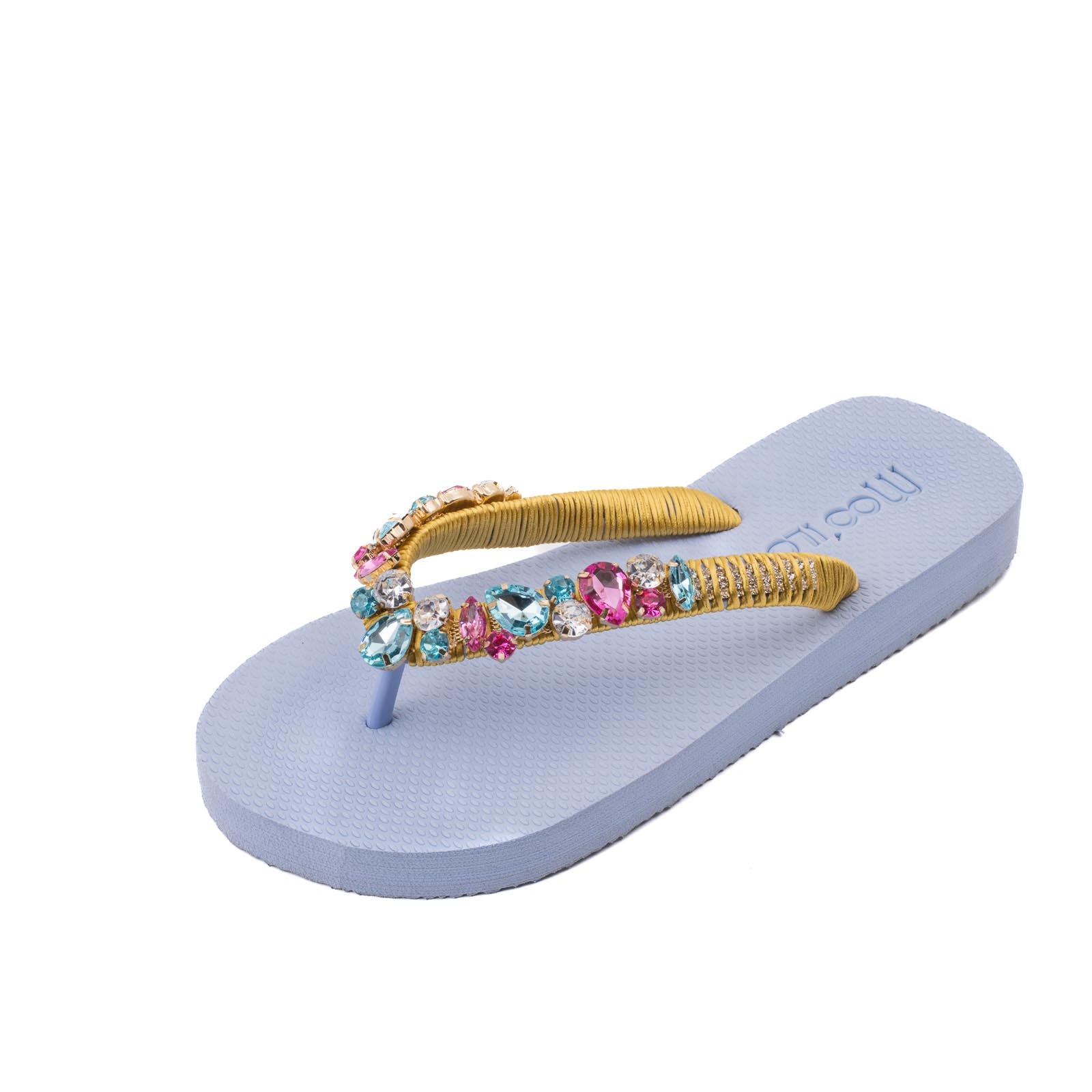 Flip-Flop / Hellblau - Band - Gold