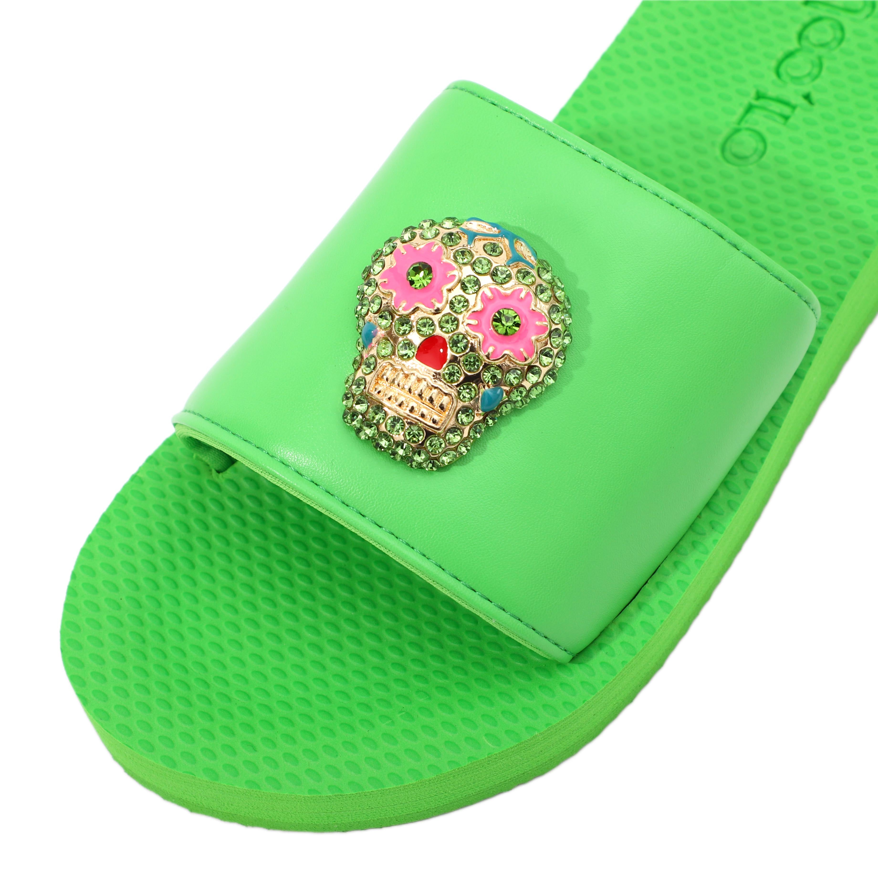 Pantolette / Totenkopf - Grün