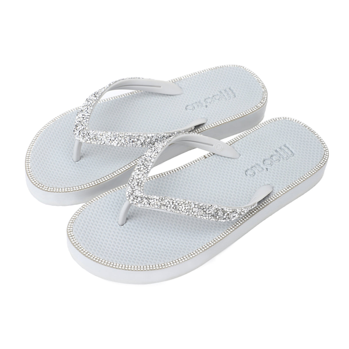 Chanclas / Anna Metallic - Plateado / embaladas en bolsa de neopreno metalizado / Producto de segunda calidad