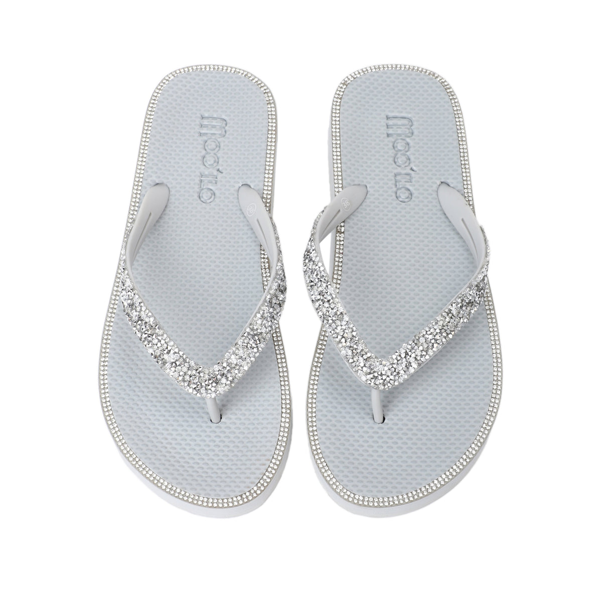 Chanclas / Anna Metallic - Plateado / embaladas en bolsa de neopreno metalizado / Producto de segunda calidad