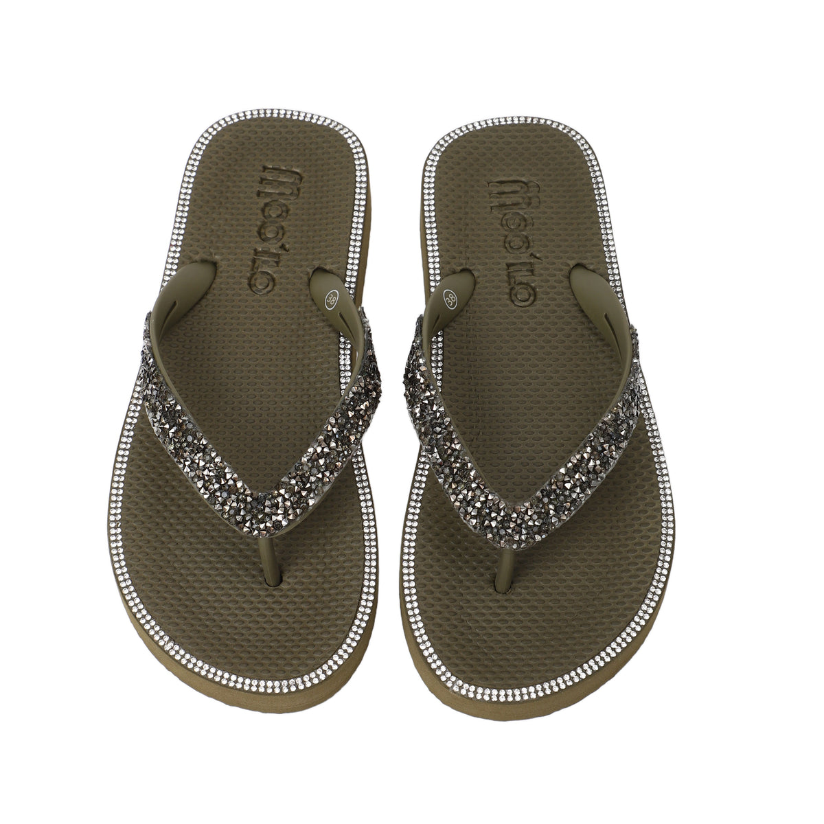 Infradito / Anna Metallic - Cachi / confezionati in una custodia in neoprene metallizzato / prodotto di seconda scelta