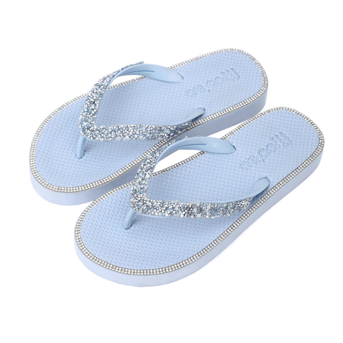 Chanclas / Anna Metallic - Azul claro / embaladas en bolsa de neopreno metalizado / Producto de segunda calidad