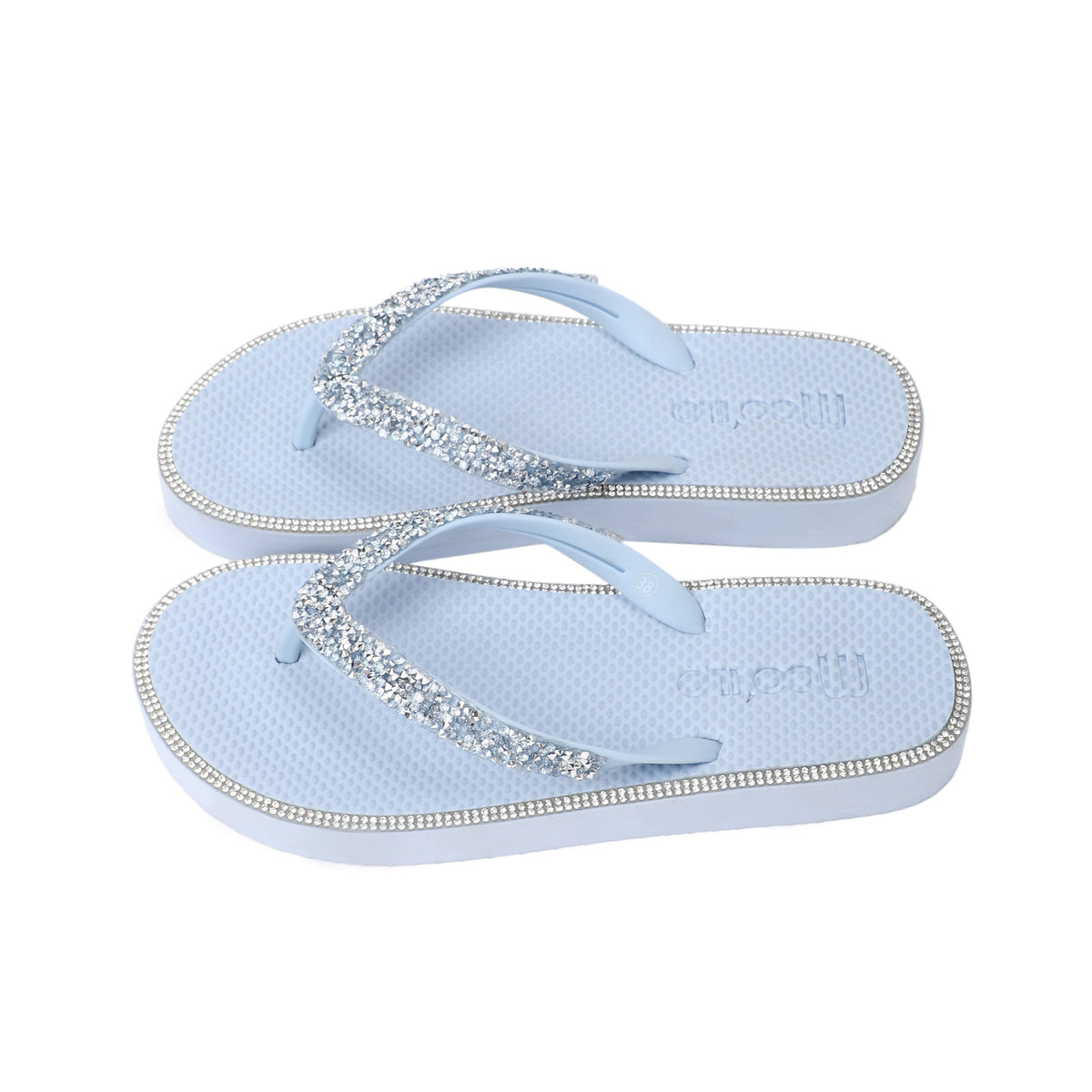 Chanclas / Anna Metallic - Azul claro / embaladas en bolsa de neopreno metalizado / Producto de segunda calidad