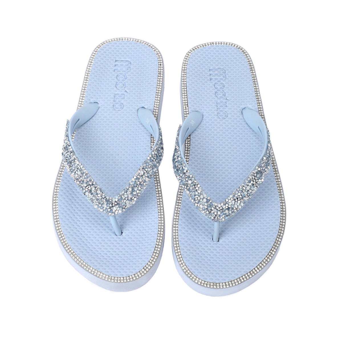 Chanclas / Anna Metallic - Azul claro / embaladas en bolsa de neopreno metalizado / Producto de segunda calidad