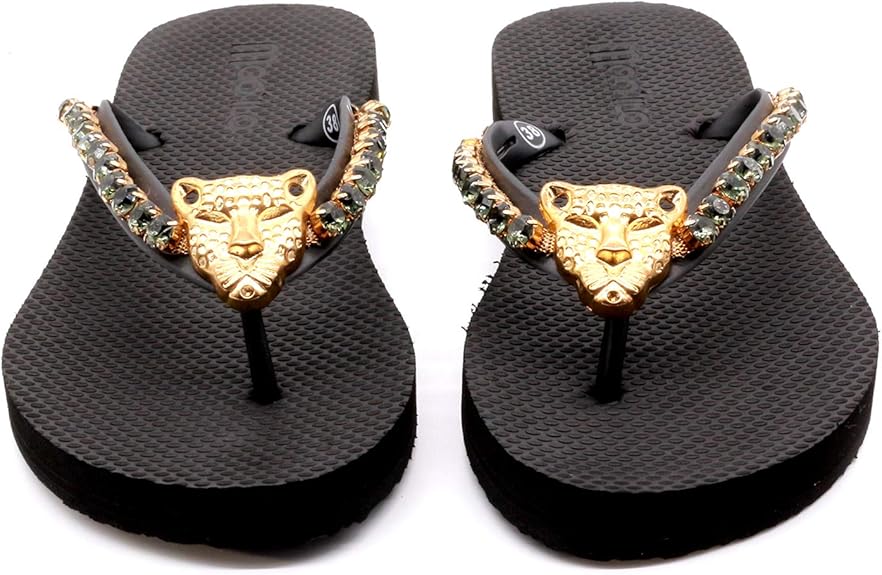Flip-Flop / Tiger - Schwarz Gold