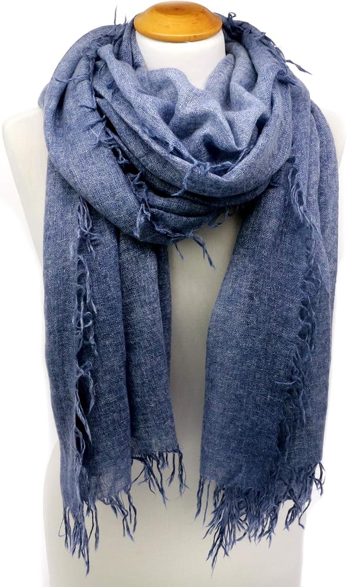 Schal - Tuch  / Leon 100 % Kaschmir Blau
