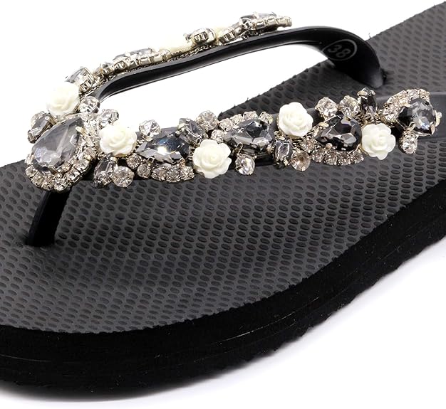 Flip-Flop / Blume - Schwarz / Rückläufer / B Ware