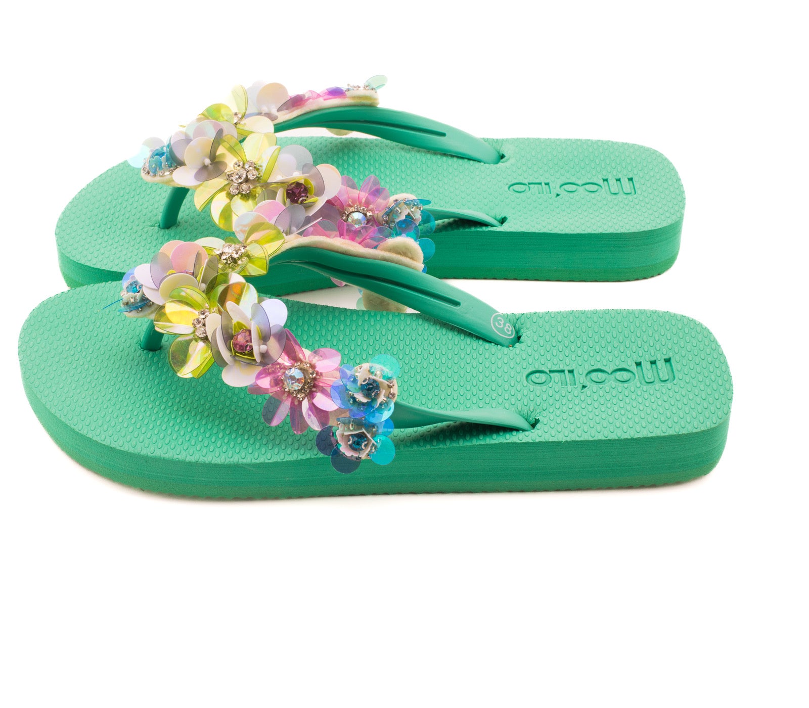 Flip-Flop / Blumen - Hellgrün