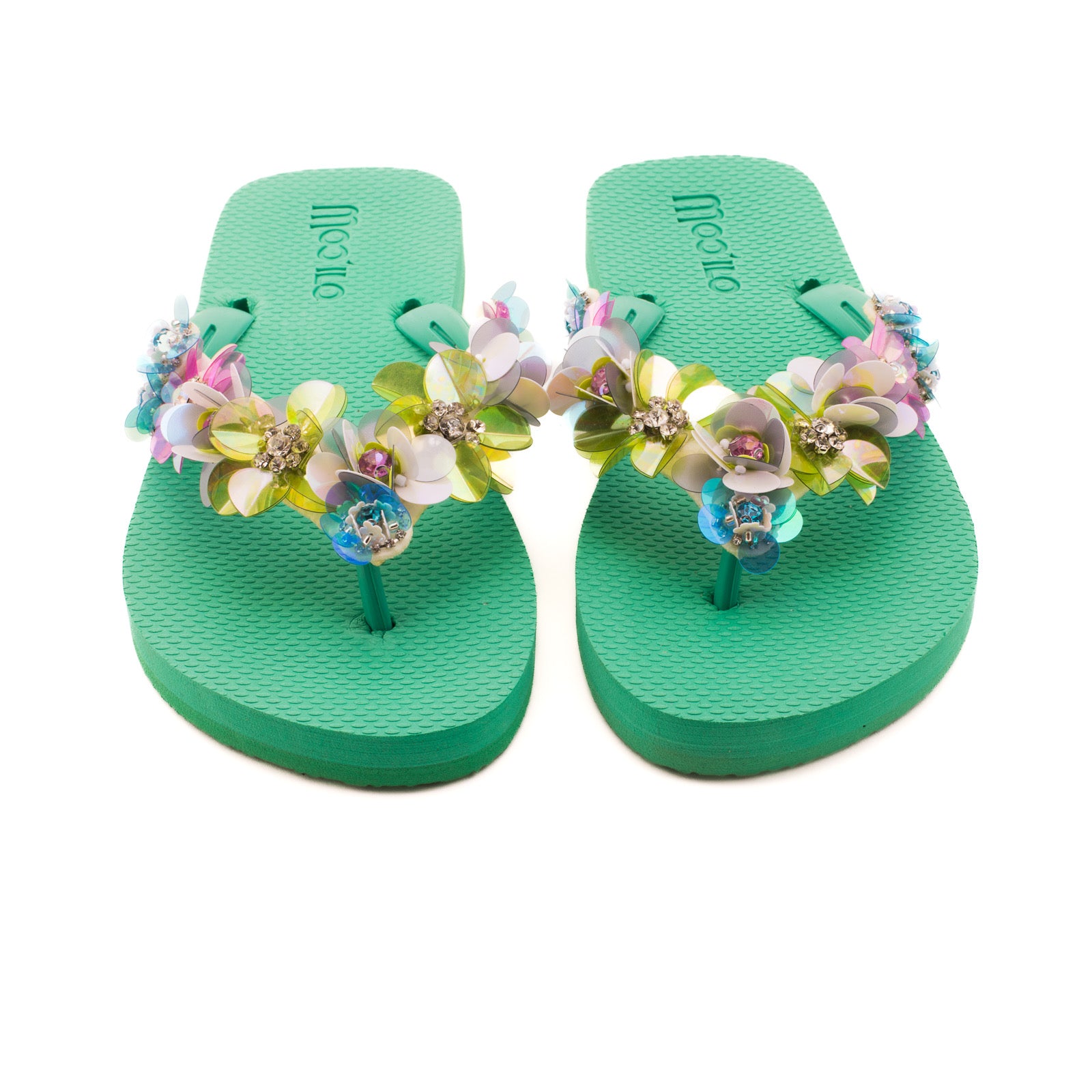 Flip-Flop / Blumen - Hellgrün