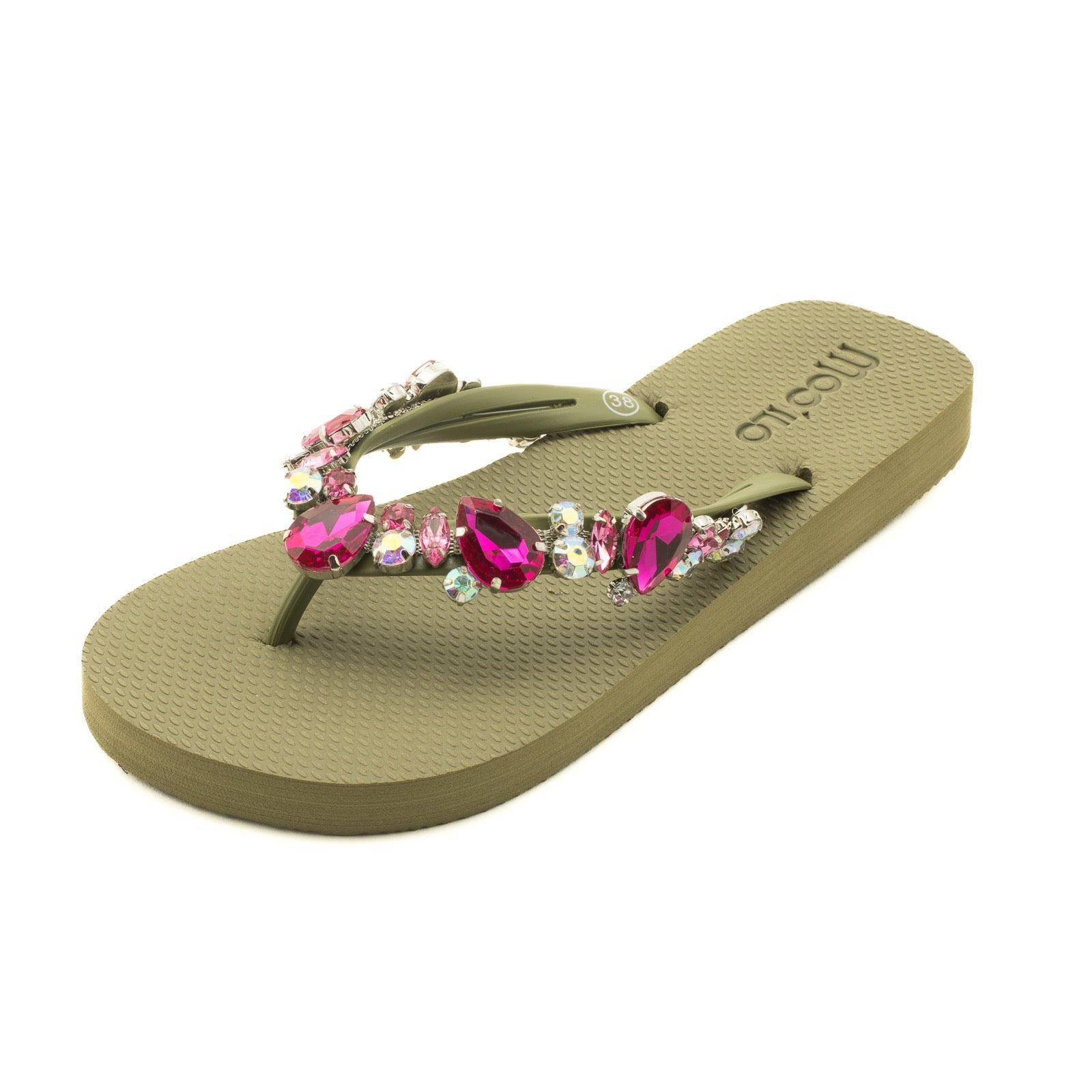 Flip-Flop / Katja - Khaki-Pink / B Ware