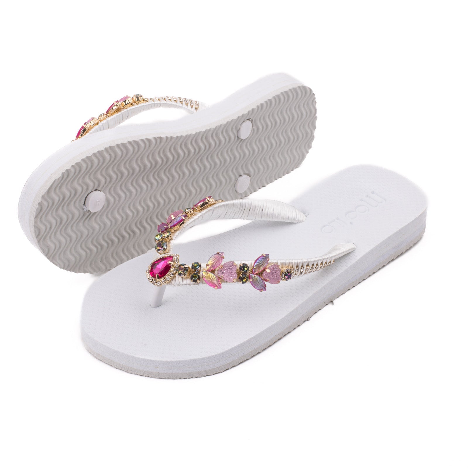 Flip-Flop / Diamant - Weiß-Pink