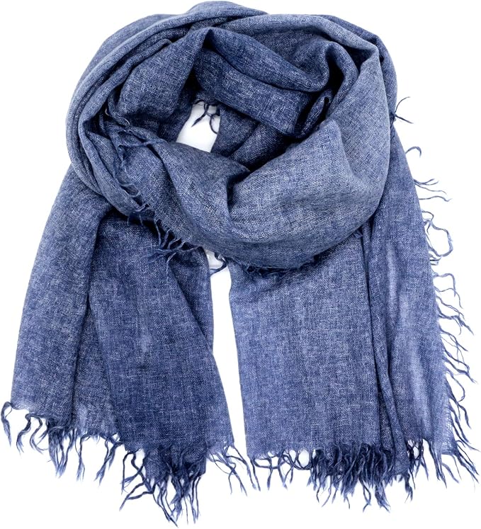 Schal - Tuch  / Leon 100 % Kaschmir Blau
