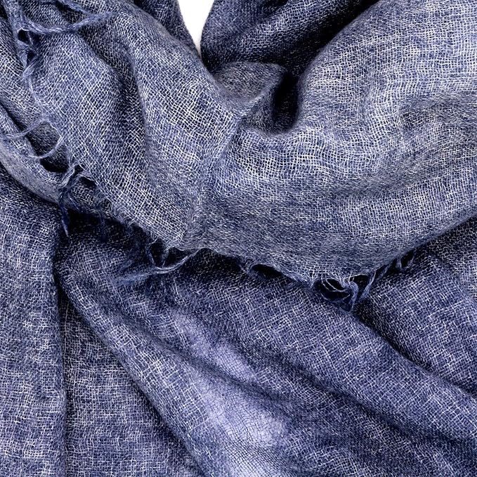 Schal - Tuch  / Leon 100 % Kaschmir Blau