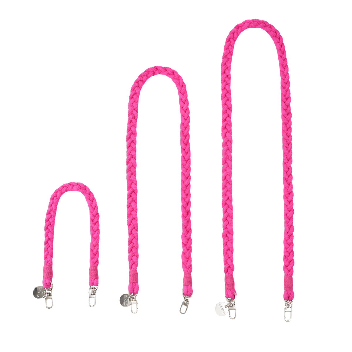 Accessoires / Handy- & Taschenkette - in verschiedenen Längen erhältlich - geflochten - Pink-Silber