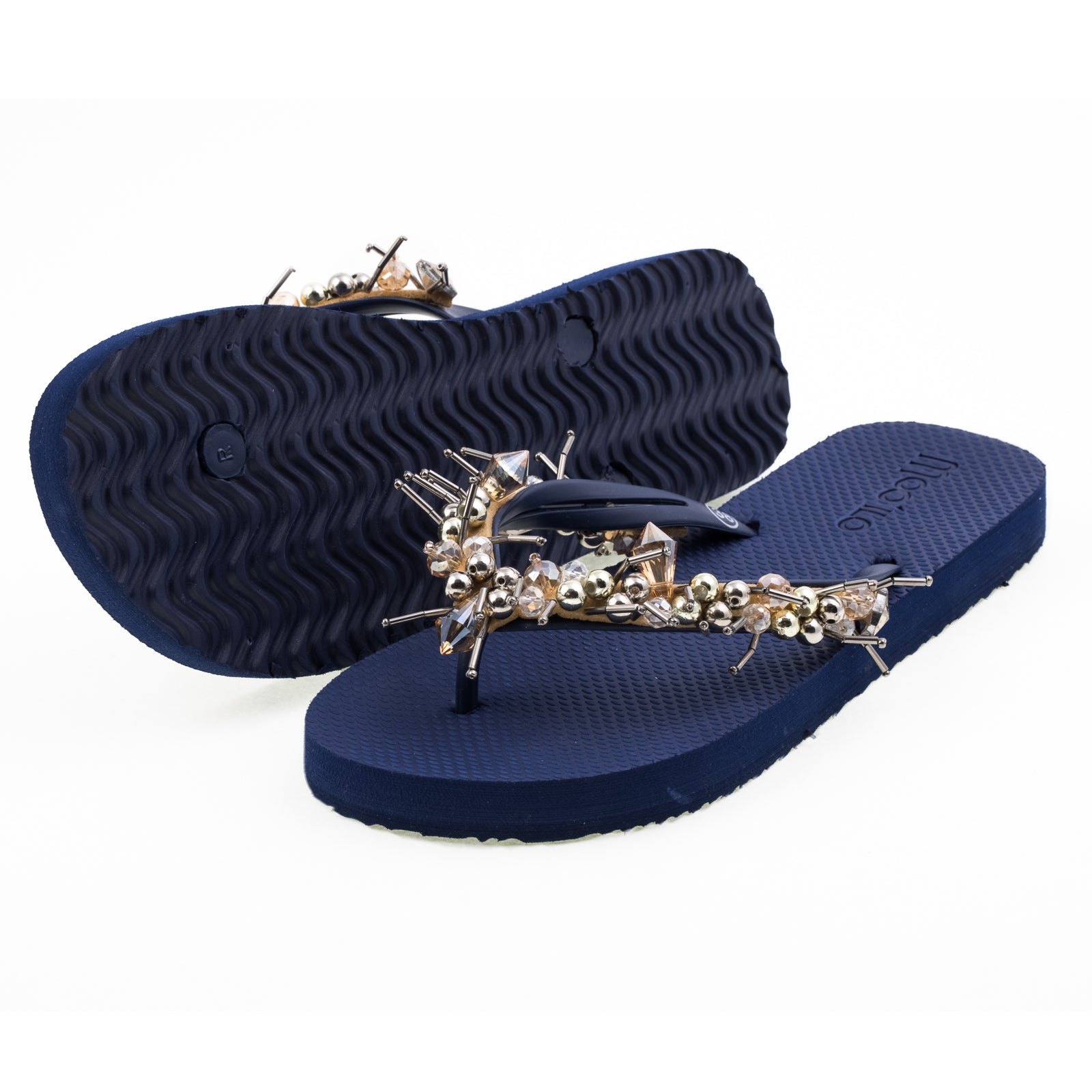 Flip-Flop Dunkelblau Spikes / alte Kollektion / Modenschow Rückläufer / B Ware
