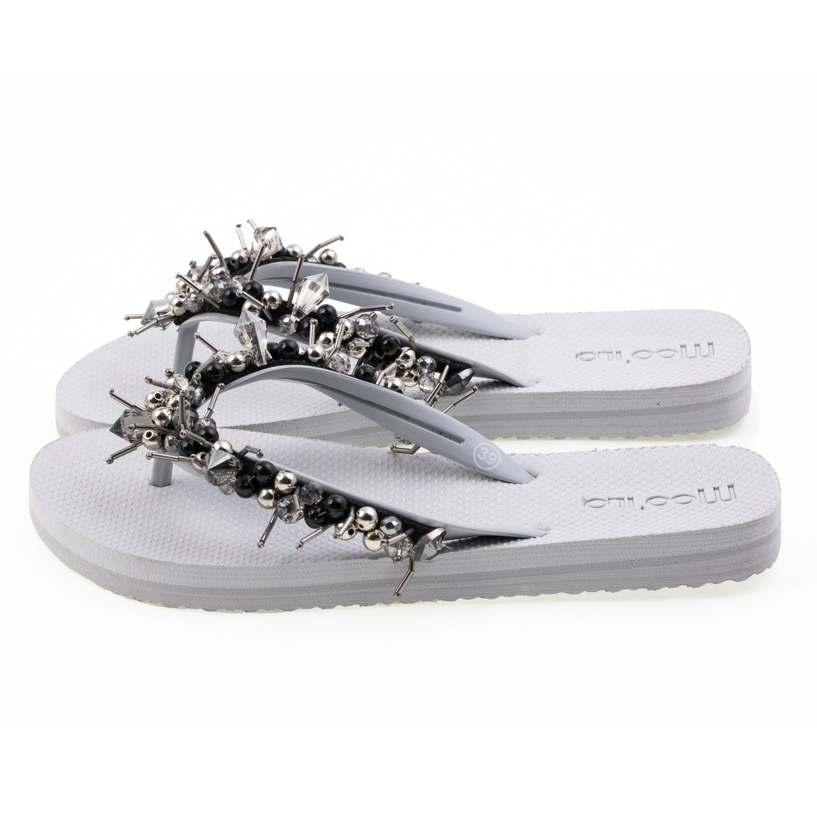 Flip-Flop Grau Spikes / alte Kollektion / Modenschow Rückläufer / B Ware