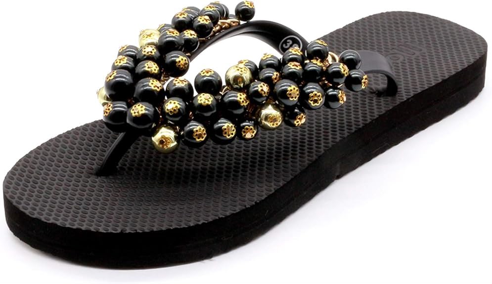 Flip-Flop / Perlen - Schwarz -Schwarz / B Ware