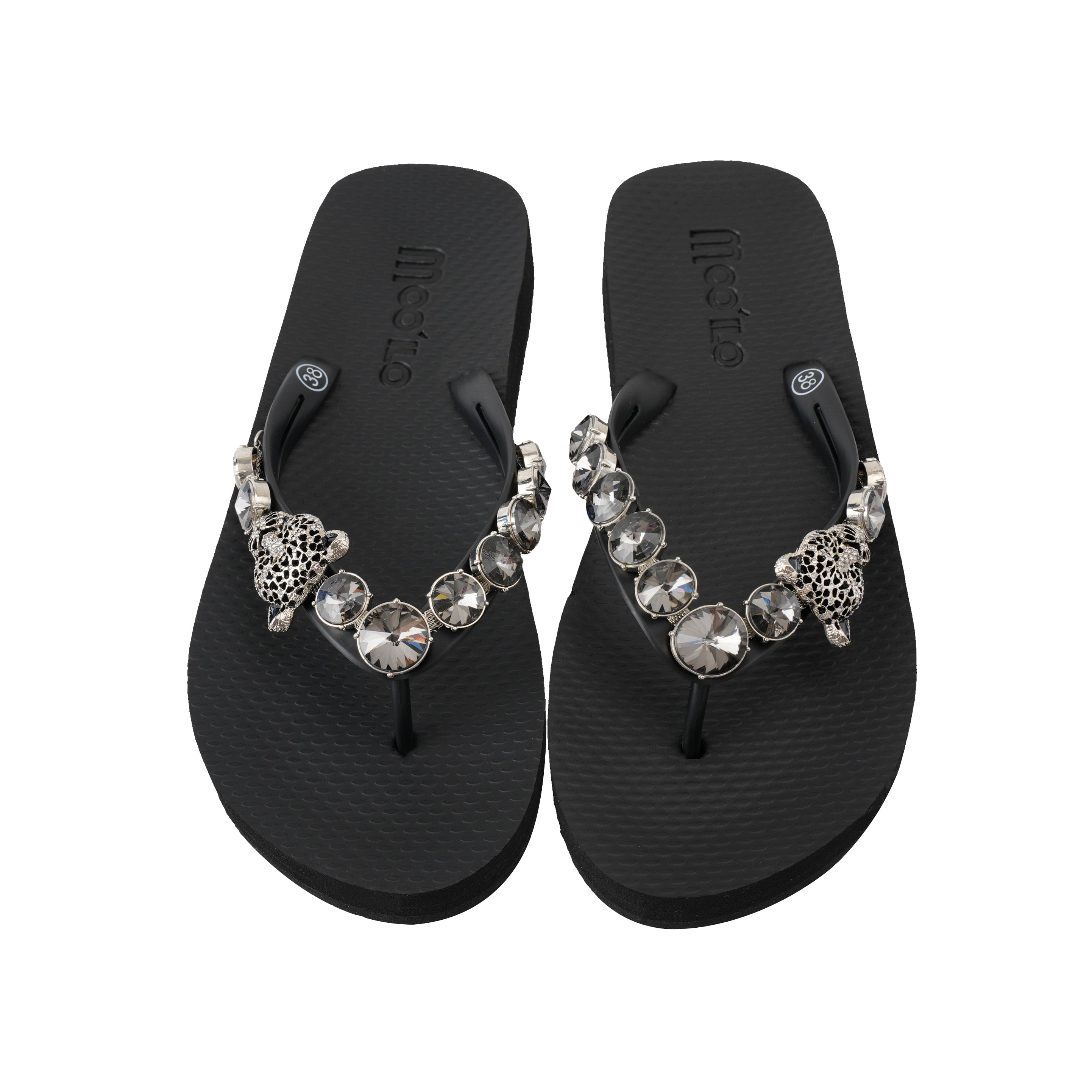 Flip-Flop / Leopard - Schwarz-Silber