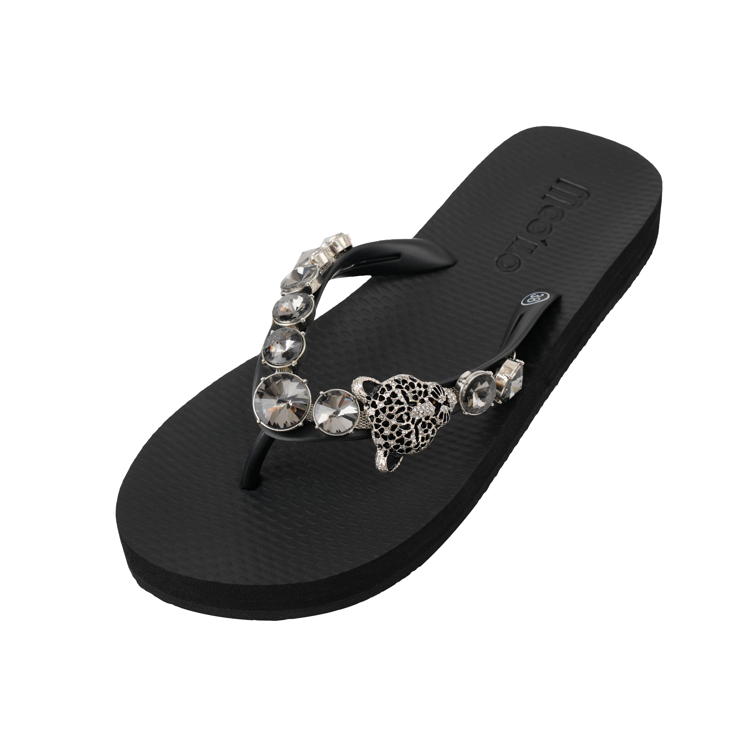 Flip-Flop / Leopard - Schwarz-Silber