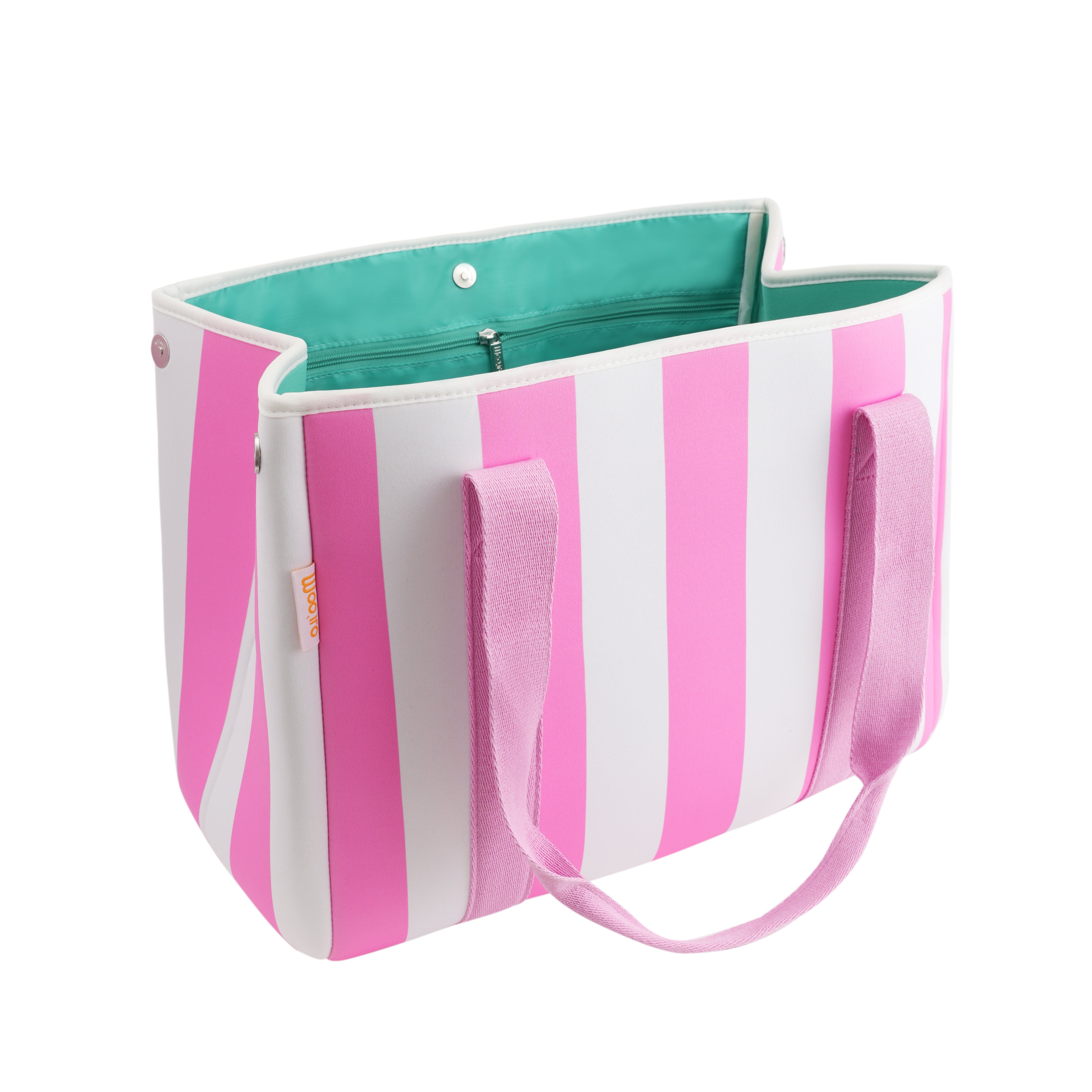 Neopren-Tasche Xuno - Streifen Weiß-Pink