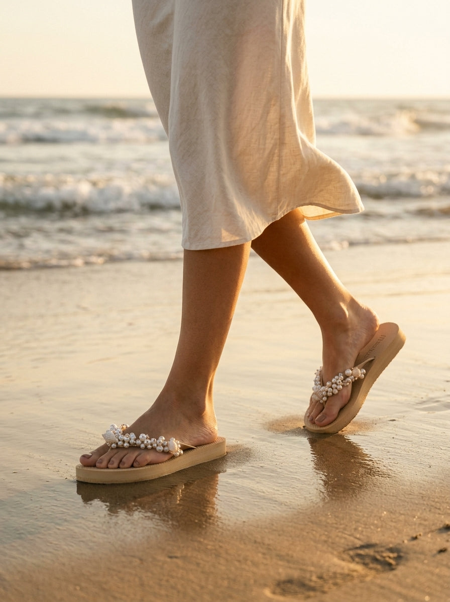 Platform flip-flops — On Model - Beach Walk Luxury | Generated by Modelize