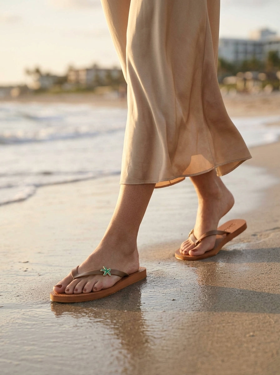 Platform flip-flops — On Model - Beach Walk Luxury | Generated by Modelize