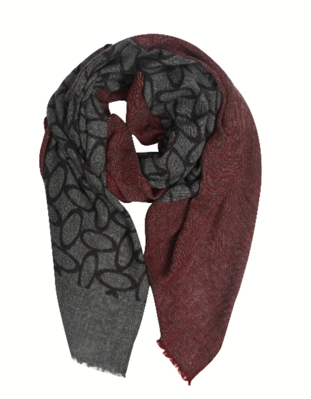 Bufanda - Pañuelo / Twill gris - burdeos