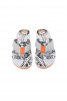 Herren Flip-Flops - Grey - Leather  /  Neopren Clutch
