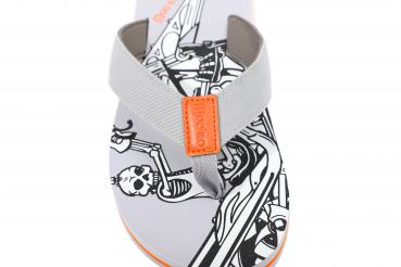 Herren Flip-Flops - Grey - Leather  /  Neopren Clutch