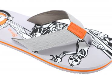 Herren Flip-Flops - Grey - Leather  /  Neopren Clutch