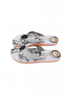 Herren Flip-Flops - Grey - Skull  /  Neopren Clutch