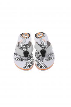 Herren Flip-Flops - Grey - Skull  /  Neopren Clutch