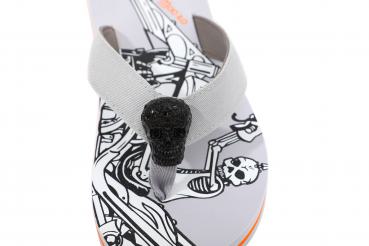 Herren Flip-Flops - Grey - Skull  /  Neopren Clutch